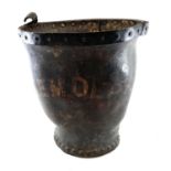 A Georgian leather fire bucket, painted 'CHEM.DEPT U A'.