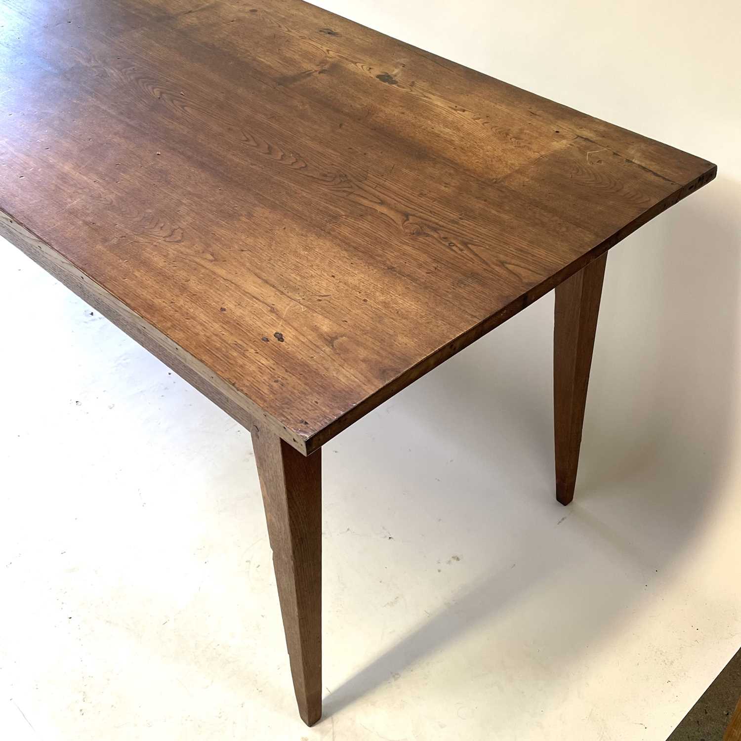 A French elm farmhouse kitchen table, late 19th century. - Image 2 of 12