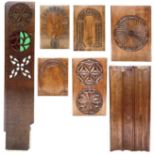 Seven carved oak panels by David Greenacre.