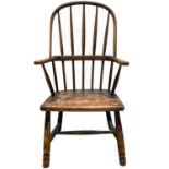 A sycamore, ash and elm Cornish armchair, 19th century.