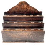 A Welsh burr elm and oak cawl spoon rack, probably circa 1800.