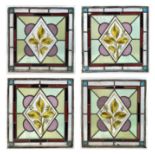 Four Victorian stain glass and lead lined panels.