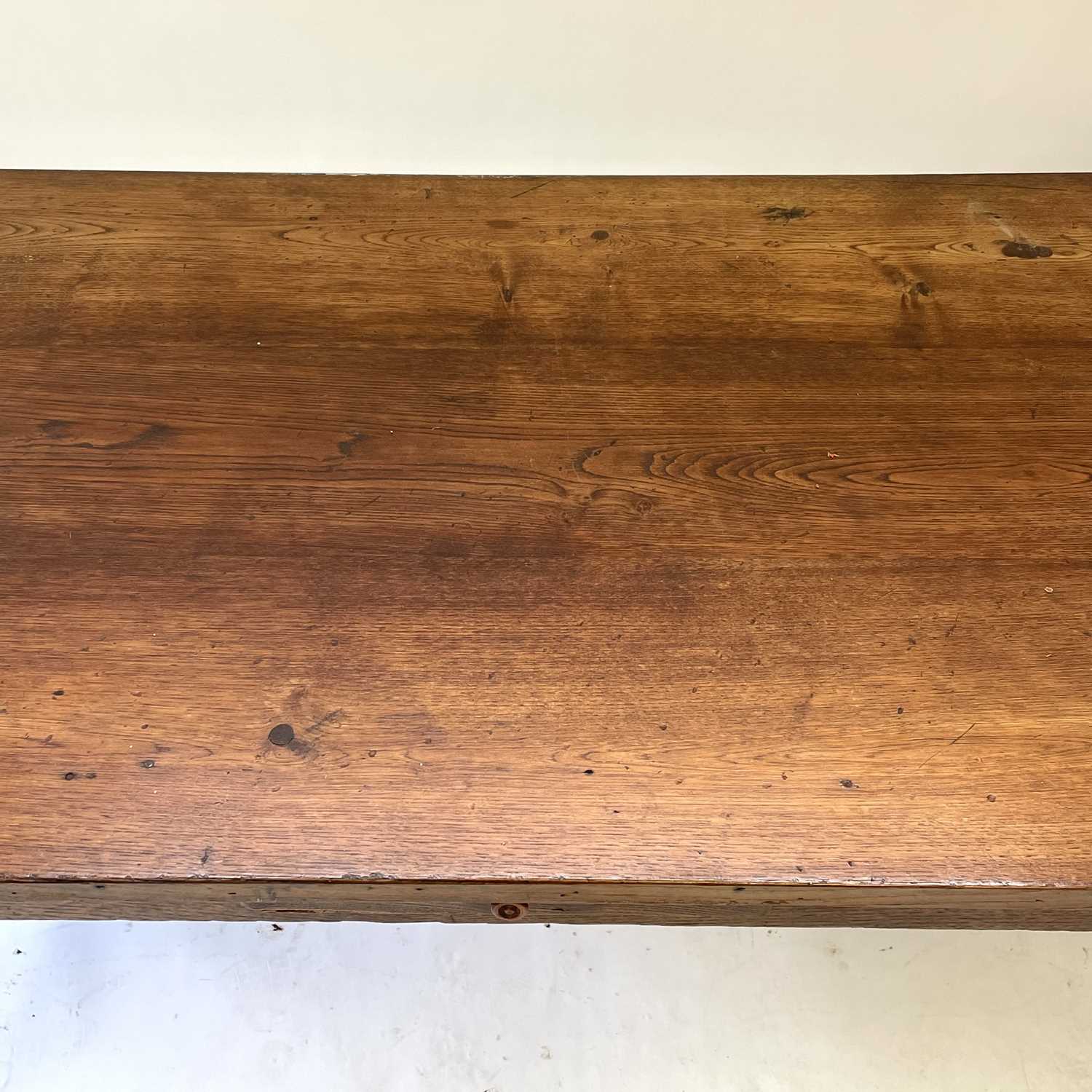 A French elm farmhouse kitchen table, late 19th century. - Image 8 of 12