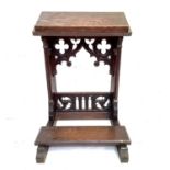 A Gothic oak prayer stool, circa 1900.