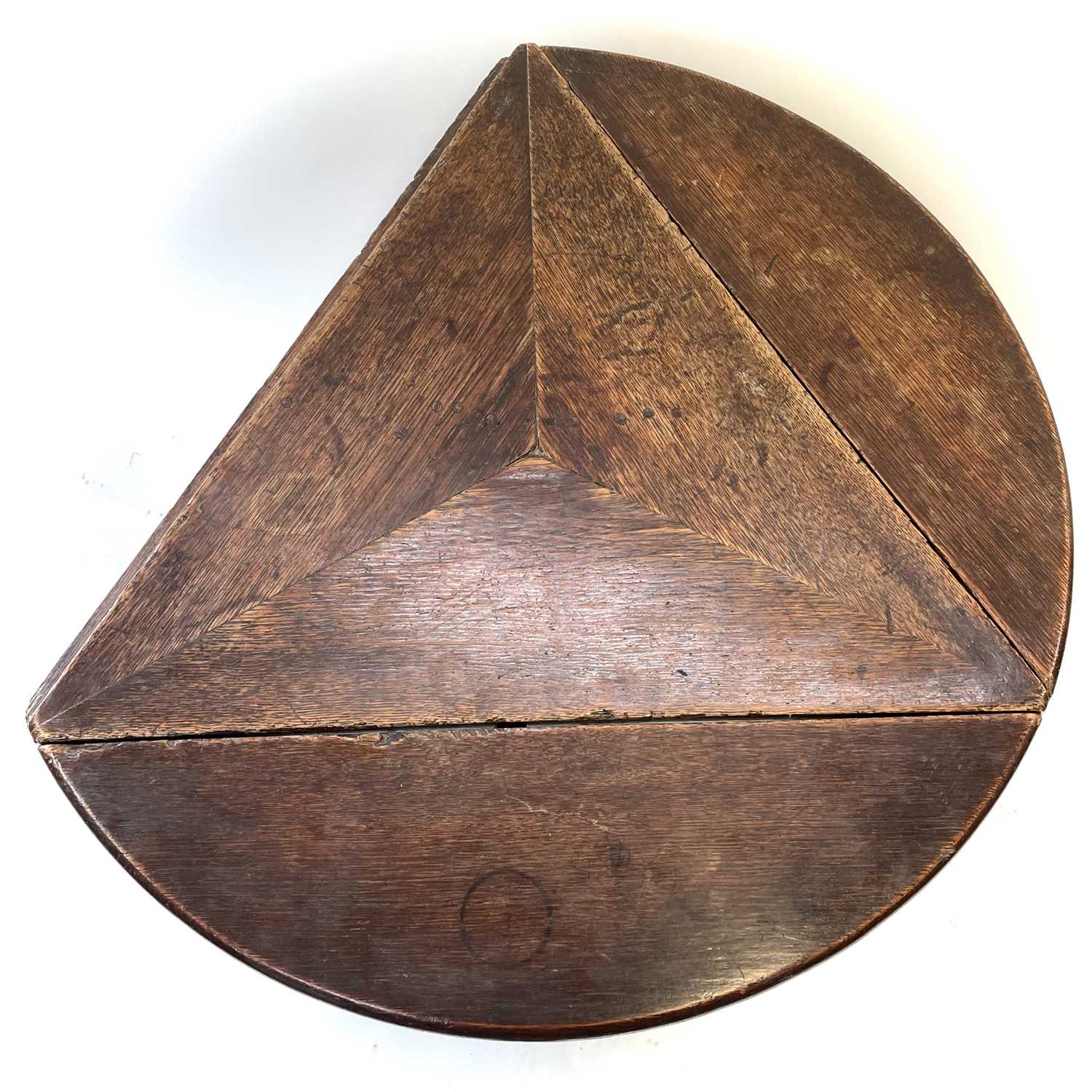 An oak drop leaf occasional table, early 20th century, of triangular form. - Image 4 of 5