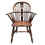 An ash, elm and beech windsor armchair, 19th century.