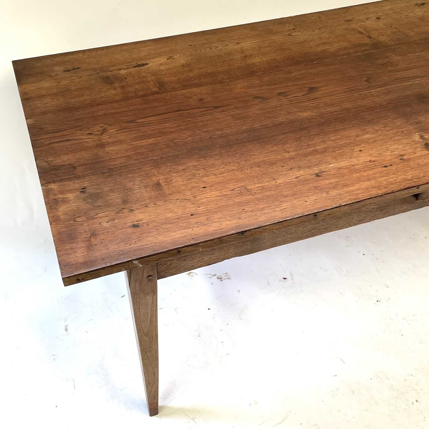 A French elm farmhouse kitchen table, late 19th century. - Image 7 of 12