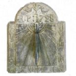 A sandstone and lead sundial, inscribed 'R.P. 1798',