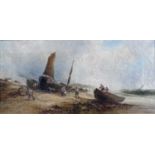 John Kenneth Green (W A Wall) Beached boats and Fisherfolk Signed W A Wall, oil on canvas, 20.