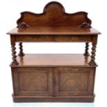 A Victorian mahogany two tier buffet, with raised back above two drawers, with twist supports and