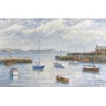John Jowitt Harbour Oil on board Signed and dated 1970 77.5cm x 50cm