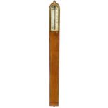 A late Victorian oak Pastorelli & Rapkin stick barometer, incorporating a thermometer, in plain