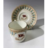 A William Brownfield & Sons 'White Star Line' coffee can and saucer, both printed and enamelled with