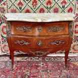A French Louis XVI style kingwood, crossbanded and inlaid commode, circa 1900, of bombe form, with