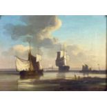 19th century Marine School Light Airs off The Dutch Coast Oil on canvas 32x45cm