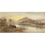John Clark Isaac UREN (1845-1932) Trencrom Hill and Lelant from Hayle Causeway Watercolour Signed