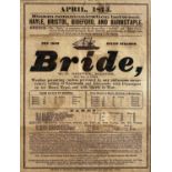 Cornish maritime interest, A Victorian advertising poster/flyer, for the iron screw steamer 'Bride',