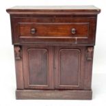 A Victorian mahogany secretaire cabinet, the drop down drawer with fitted satinwood interior and