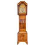 Wills of Truro, An eight-day longcase clock, the silvered dial engraved with a sailing ship,