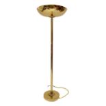 A modern gilt metal standard uplighter, with dome top and reeded column, height 162cm.
