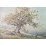H. BONHEUR The Oak Tree Watercolour Signed and dated 1913 51x72cm