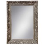 A silvered wall mirror, in the Art Nouveau taste, mid 20th century, fitted a bevel edge plate,