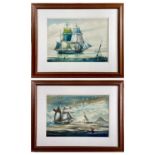 Dennis ENDEAN IVALL (1921-2006) Two maritime watercolours, local interest Each signed 25cm x 35cm