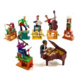A band of wooden automaton musicians.