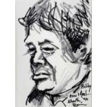 RONNIE WOOD. An original ink on paper of 'Bobby Keys'.