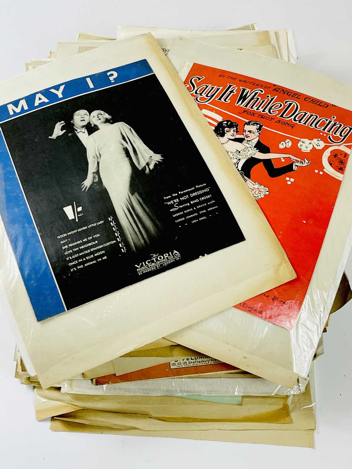 A large collection of vintage sheet music.