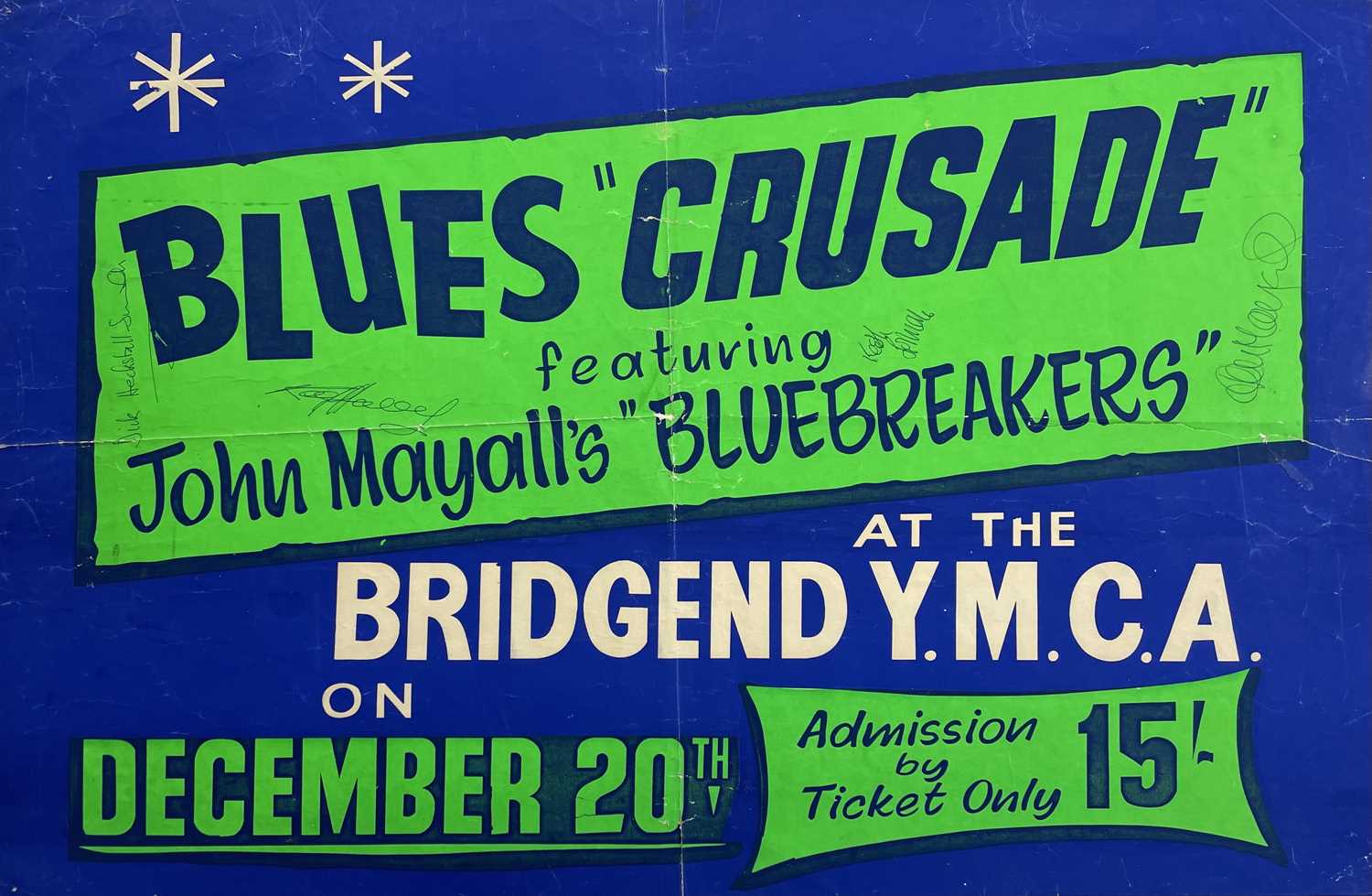 An early signed original concert poster of 'Blues Crusade' featuring John Mayall's Bluesbreakers.