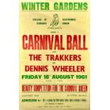 An early concert poster featuring 'The Trakkers' and 'Dennis Wheeler'.