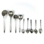 Eight various Russian silver spoons.