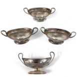 A good set of four Victorian silver pedestal salts by Thomas Bradbury & Sons.
