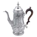 A Georgian style silver baluster coffee pot.