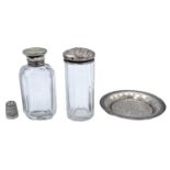 An Edwardian silver lidded glass toilet jar by Henry Matthews