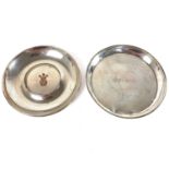 Two silver pin trays.