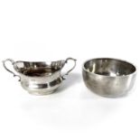 A George V silver bowl and an Edwardian silver sucrier.