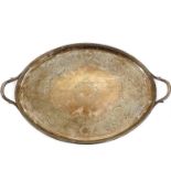 A George III silver large oval twin handled tray by Elizabeth Jones.