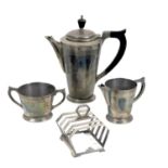 A stylish Art Deco silver four piece breakfast set by Mappin & Webb.