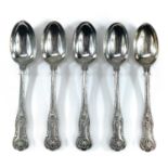 A Victorian silver set of five King's Pattern teaspoons by George Lambert,