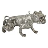 A modern heavy silver bulldog, naturistically modelled,