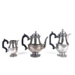 A French 950 silver three piece bachelor coffee set.