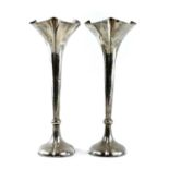 A pair of Edwardian silver trumpet vases by Horace Woodward & Co.