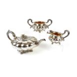 An impressive William IV Irish silver three piece tea set by James Moore.