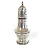 A George V silver baluster sugar caster.