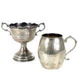 A Columbian 0.900 silver trophy and a cup.