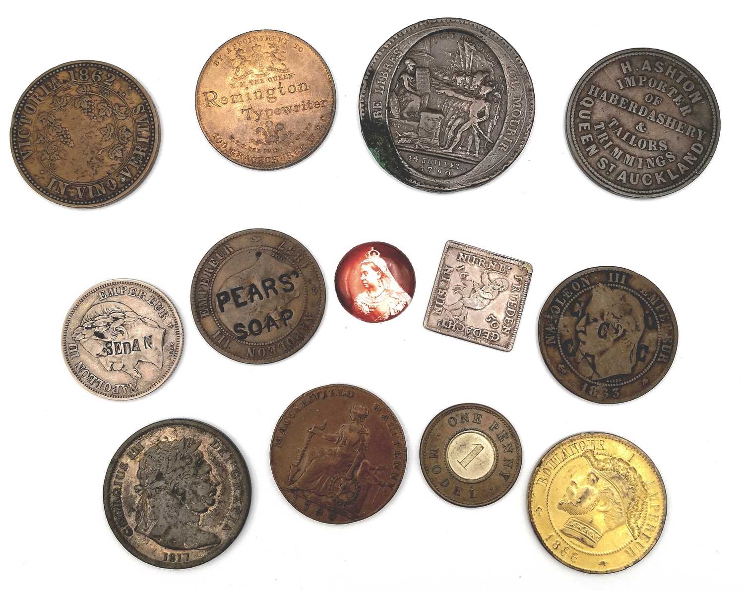 19th Century Token Coinage, Medallions, Model Coinage Overstruck Coinage etc (x12).