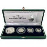 1998 Royal Mint Great Britain cased Silver Proof Britannia Collection of 4 coins.