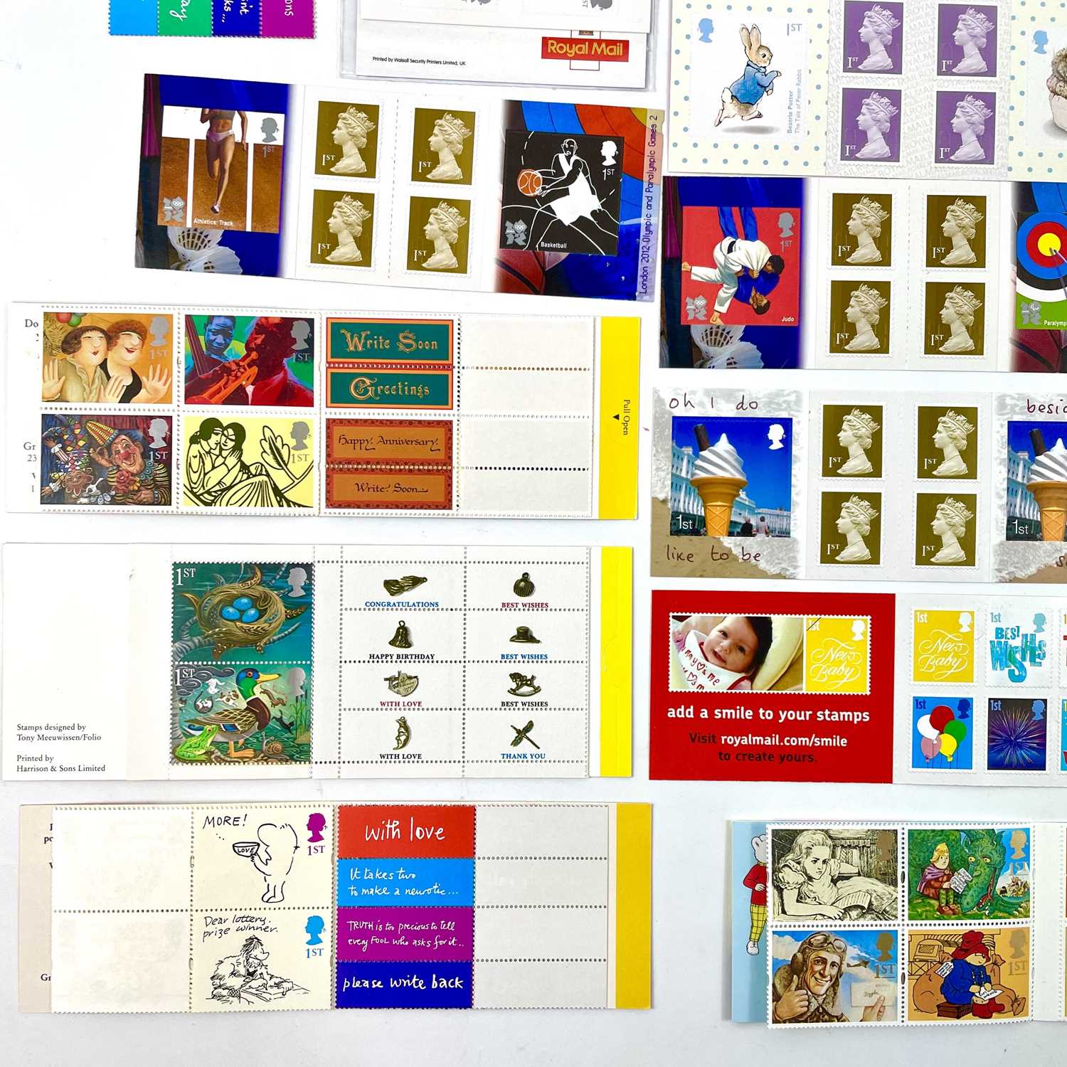 GB Unmounted Mint Decimal Greetings/Commemorative/Definitive "1st Class" Stamps In Booklets. - Bild 5 aus 5